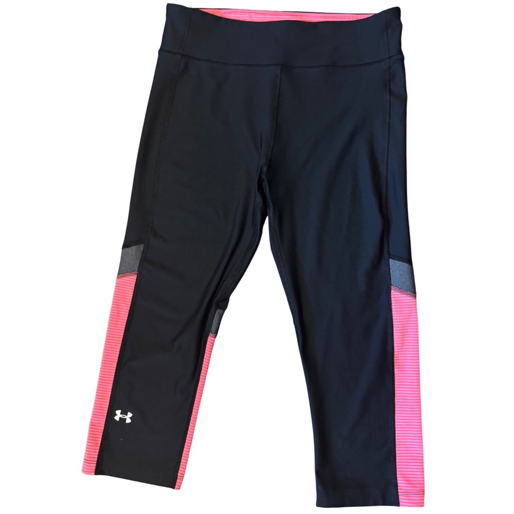 Under Armour Compression Legging‎ Heat Gear Capri Black Pink Size Large